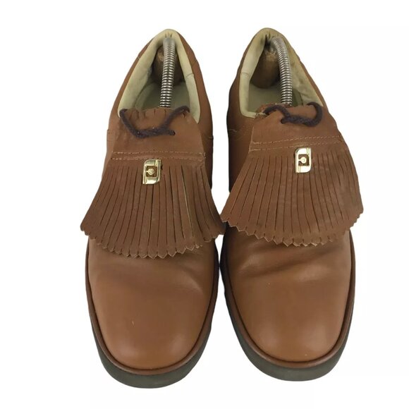 FootJoy Mens 53553 Brown Leather Fringe Lace Up Low Top Golf Shoe Size 11.5 M‎ - Picture 4 of 9